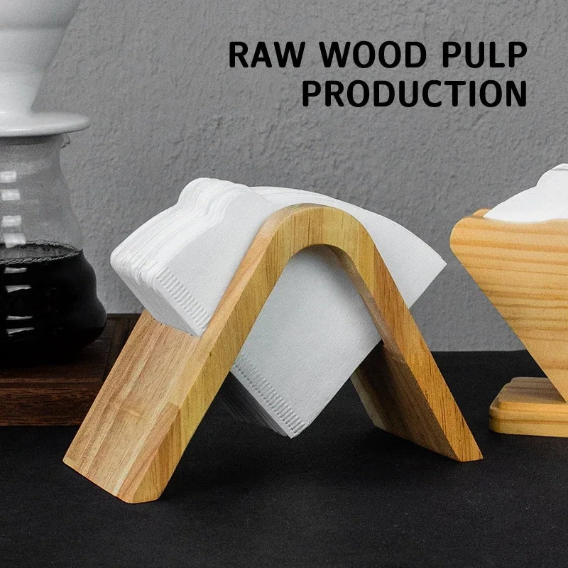 Papel de filtro de café em forma de v 60 suporte de uso único despeje sobre filtros de cone fibras de bambu naturais 100 peças para fabricação de café barista