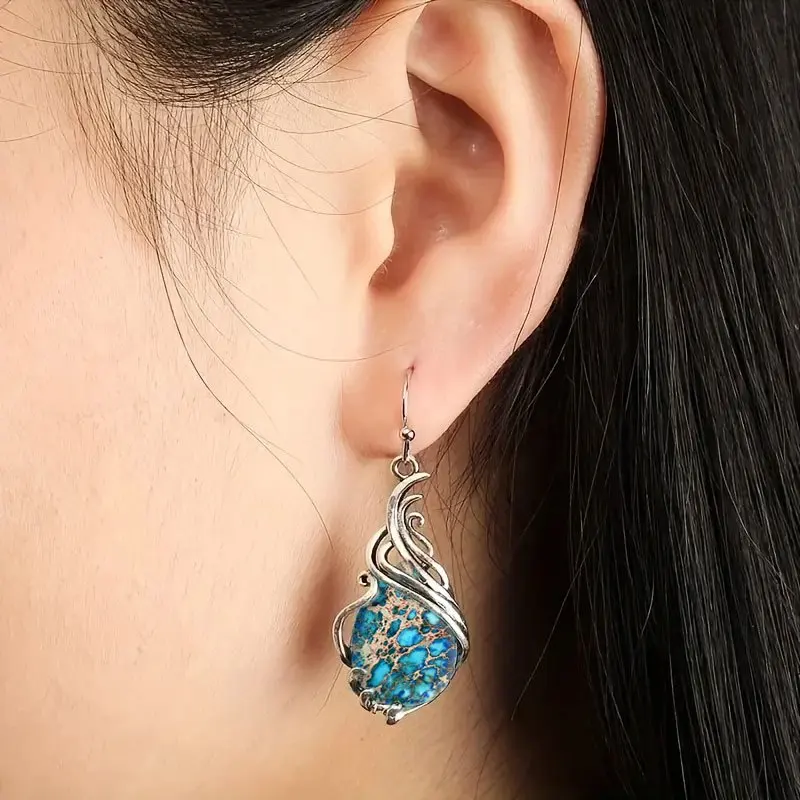 Pendientes Vintage de 2 piezas para mujer, joyería bohemia de imitación turquesa, regalo de aniversario de cumpleaños para amantes