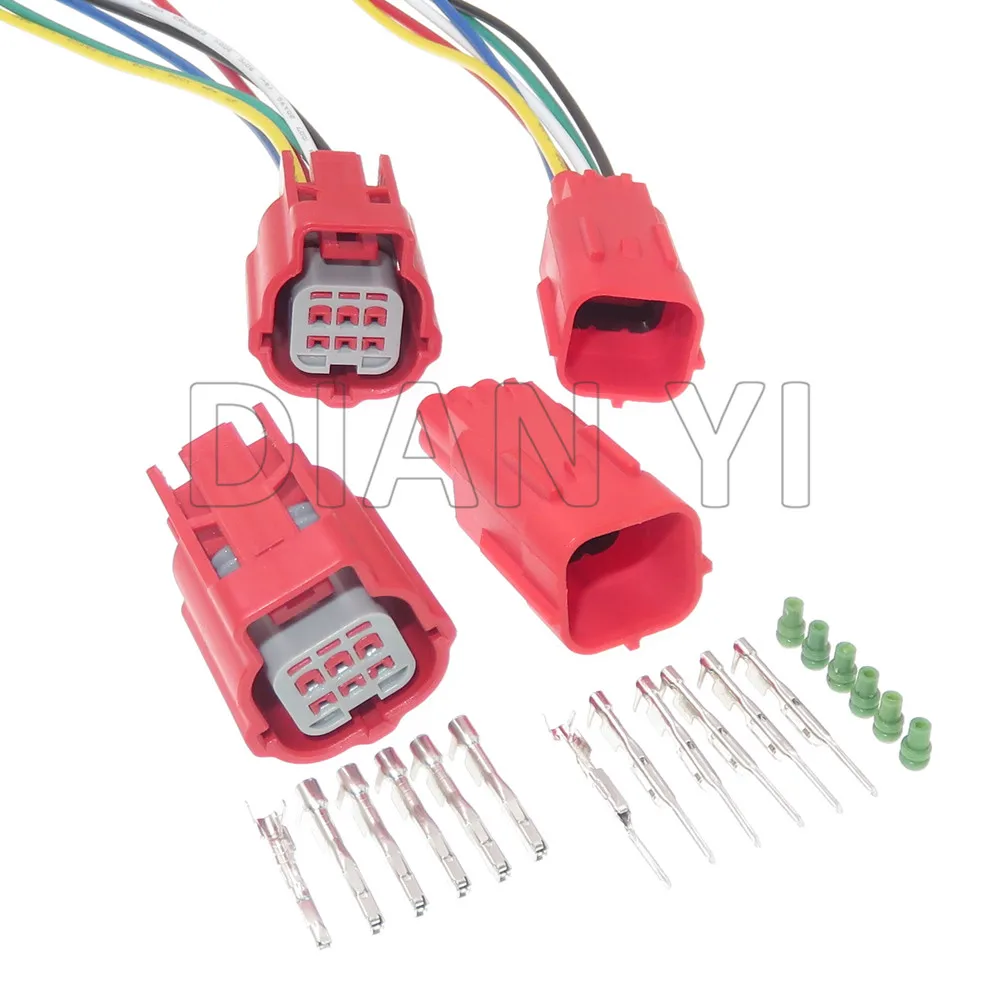 1 Set 6 Way Car Small Current Low Power Connector AC Assembly MWTRB-06-1A-R MWTPB-06-1A-R Auto OBD Diagnostic Socket