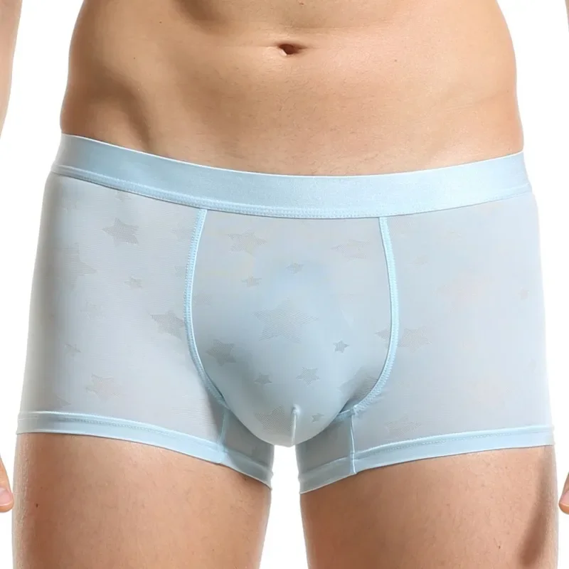 ملابس داخلية بوكسر جديدة للرجال، ملابس داخلية رجالية رفيعة وشفافة قابلة للتنفس من النايلون 858