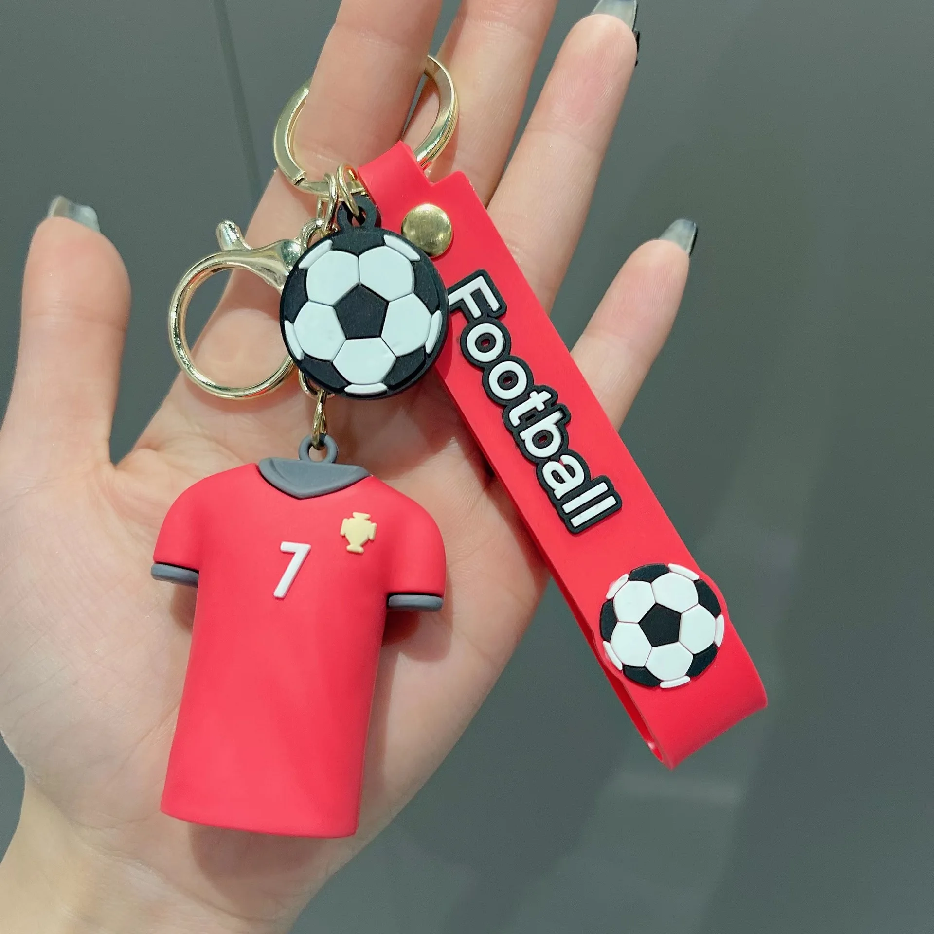 World Cup Soccer Jerseys Fashion Creative Trends Pvc Football Clothing Pendant Car Key Chain Boys Schoolbag Men And Women Gifts