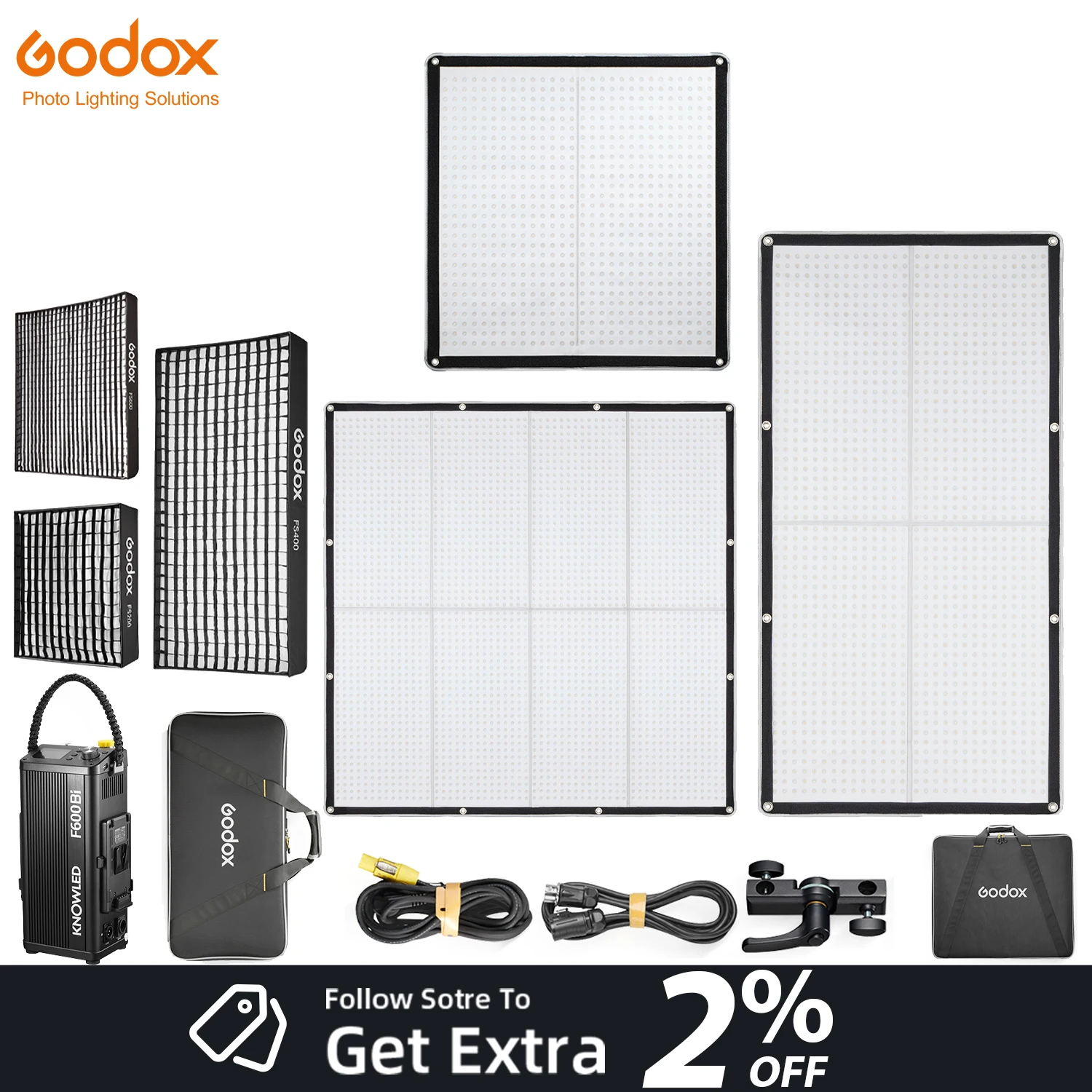 GODOX F200Bi F400Bi F600Bi Flexible LED Mat 2700K-8500K Bi-Color CRI 96 TLCI 96 LED Light Panel Control by App