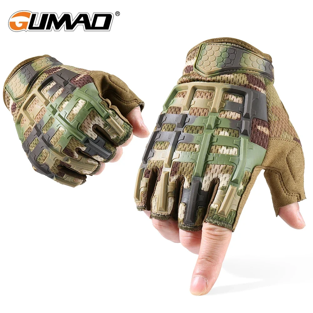 Multicam Tactical Cycling Fingerless Gloves - Army Military Combat Airsoft Hunting Biker Riding Half Finger Glove