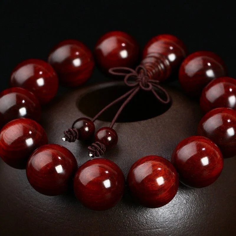 Natural Indian Rosewood Bracelet with Glass Bottom for Men and Women 2.0 Clay Without Brown Eye Old Material 108 Buddha Beads