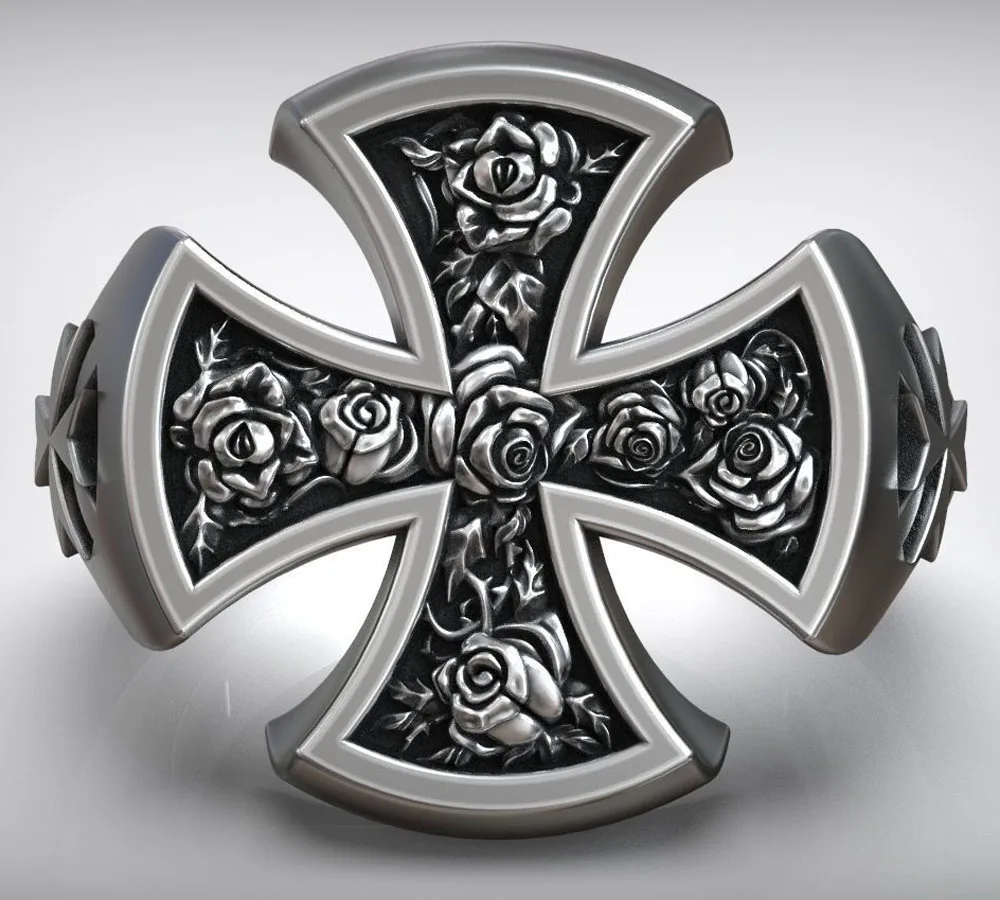 13g Hospitaller Maltese Cross Templar Symbol Rings Real Customized 925 Solid Sterling Silver Rings Many Sizes 6-13