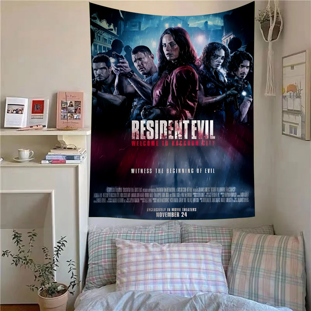 Canvas Painting Game R-RESIDENT EVIL DIY Wall Tapestry Hippie Flower Wall Carpets Dorm Decor Wall Art Decor