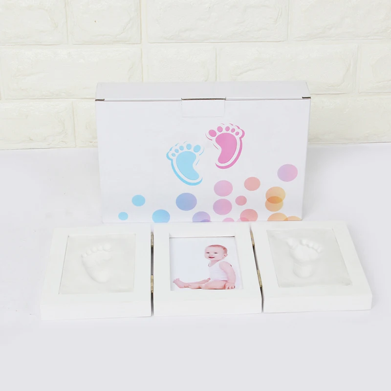 Newborn Baby Handprints and Footprints Photo Frame with Clay Kit Baby Boy Girls Souvenirs Toys Gifts Baby Products Home Decor