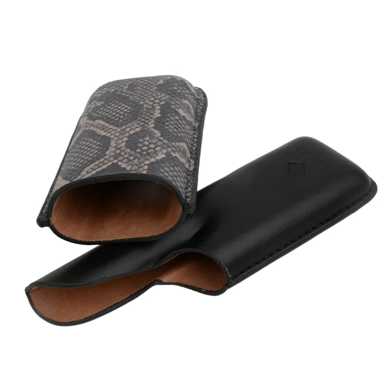 

Натуральный кожаный портсигар со змеиным узором, держатель для сигар, 2 трубки, мини-коробка для сигар, 55 колец, хьюмидор для сигар, 6 дюймов, аксессуар для сигар, лучший инструмент