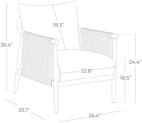Braid Armchair, Modern Accent Chair for Living Room, Light Grey