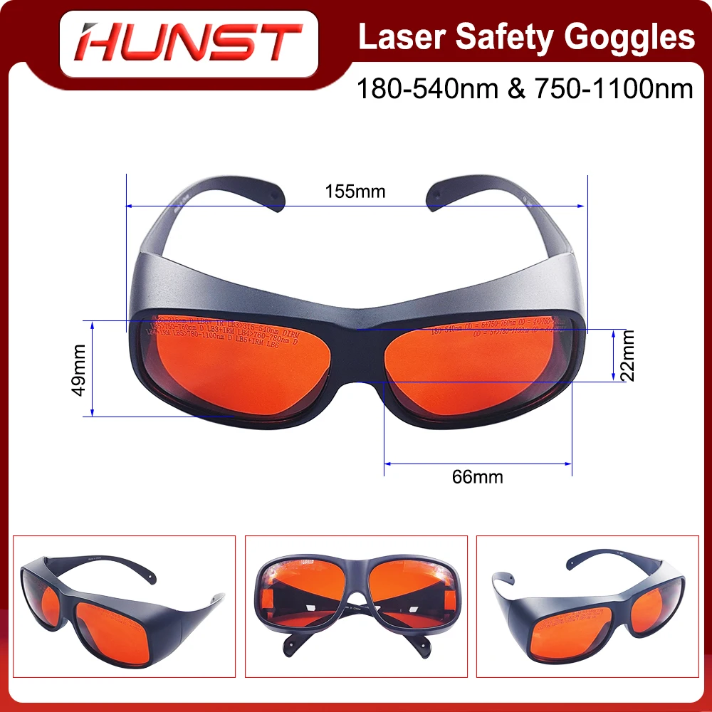 HUNST-gafas de seguridad láser de fibra verde UV, lentes protectoras de longitud de onda de 355, 532 y 1064nm, OD6 +