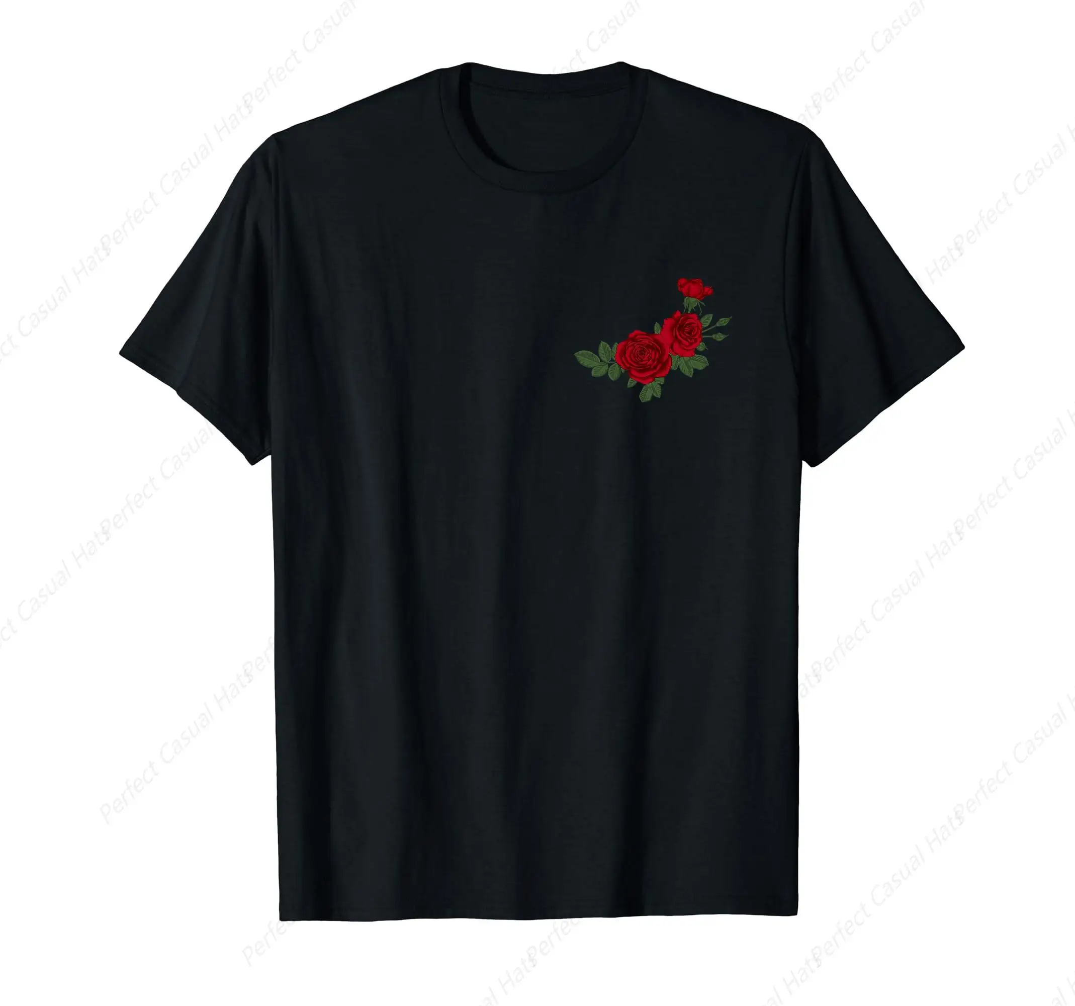 Vintage  Red Roses Elegant Floral Design For Men Women And Youth T-Shirt Summer Shirt Flower Lover Cotton Leisure O-Neck Top