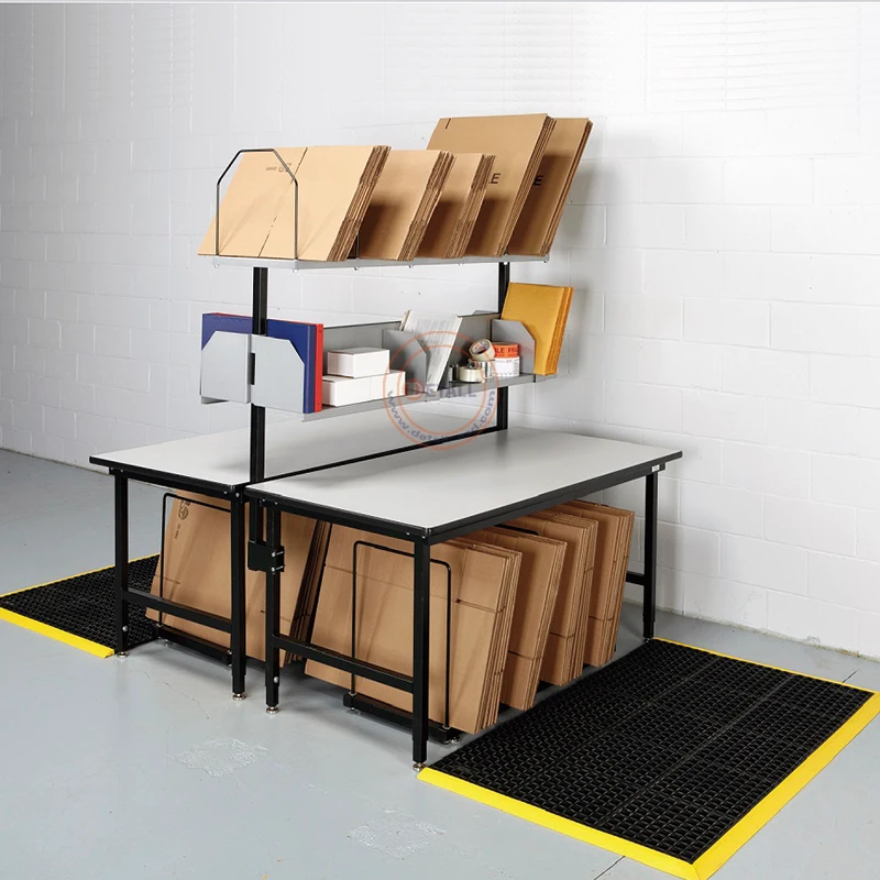 Warehouse and Workshop Area Workbench Packing Station Table with Anti-fatigue Floor Mat