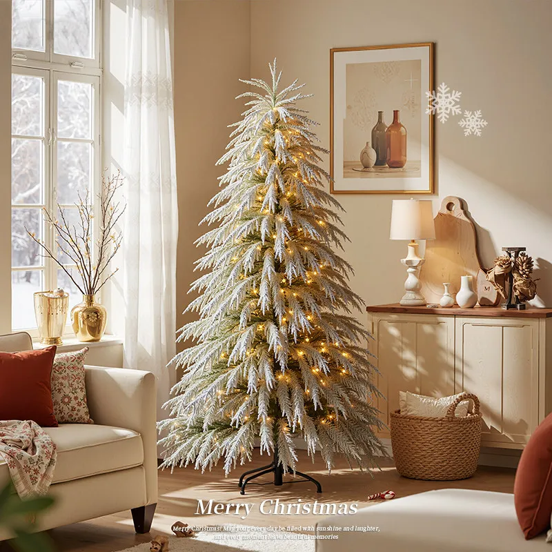 New PE Mixed Araucaria White Flocked Christmas Tree Simulated Snow Ornament for Living Room Home Holiday Layout