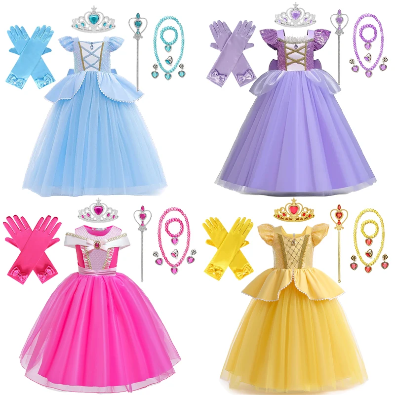 

Girls Belle Costume Dress Cinderella Princess Birthday Dresses Halloween Carnival Party Clothing Children's Ball Gown