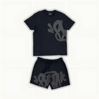 Fashionable men's summer personalized letter comfortable breathable round neck T-shirt shorts set outdoor casual two-piece set