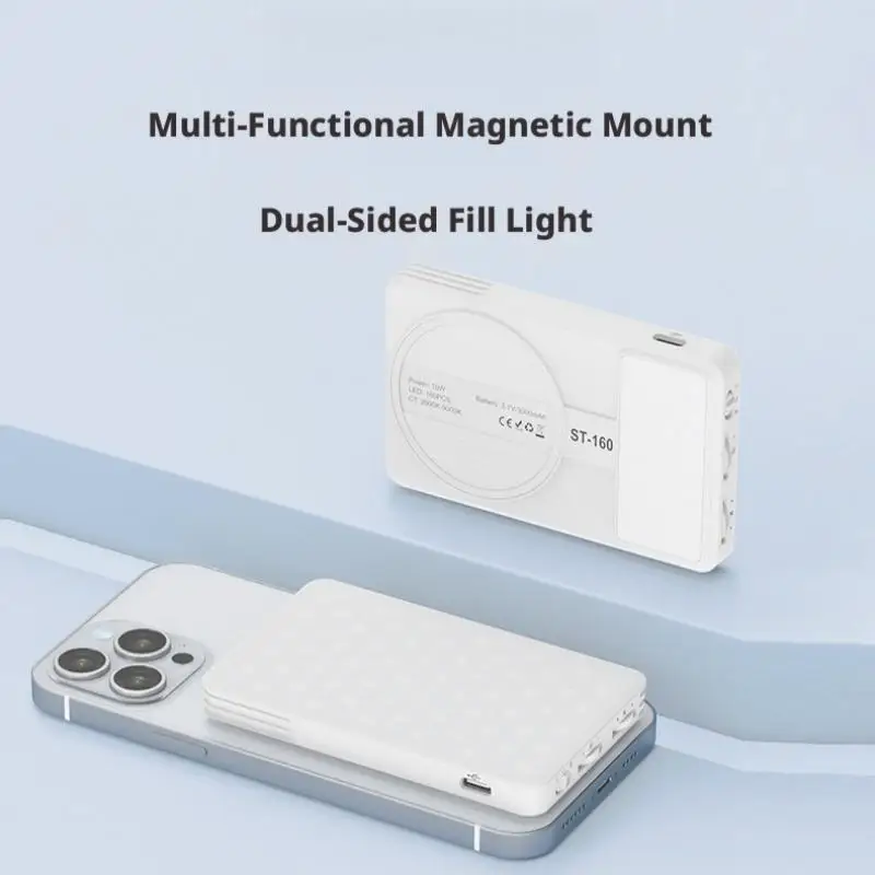 Magnetic Double-Sided Mobile Phone Fill Light LED Video Conference Camera Taking Photos Live Streaming Shooting Pocket Lamp
