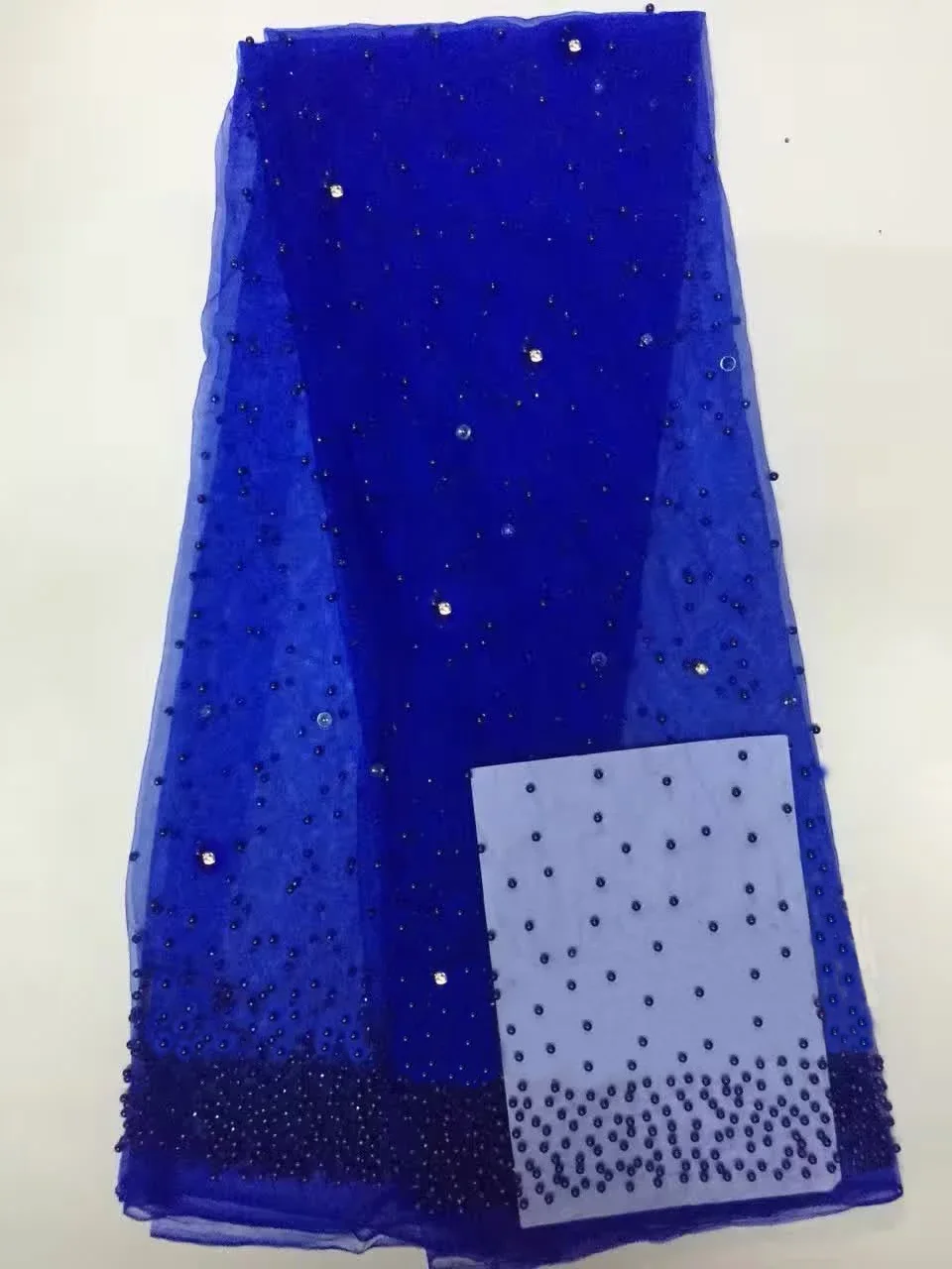 

African Beaded Lace Fabric 5 Yards Embroidered Mesh Lace Fabric African Lace High Quality Guipure Lace for Party and Wedding