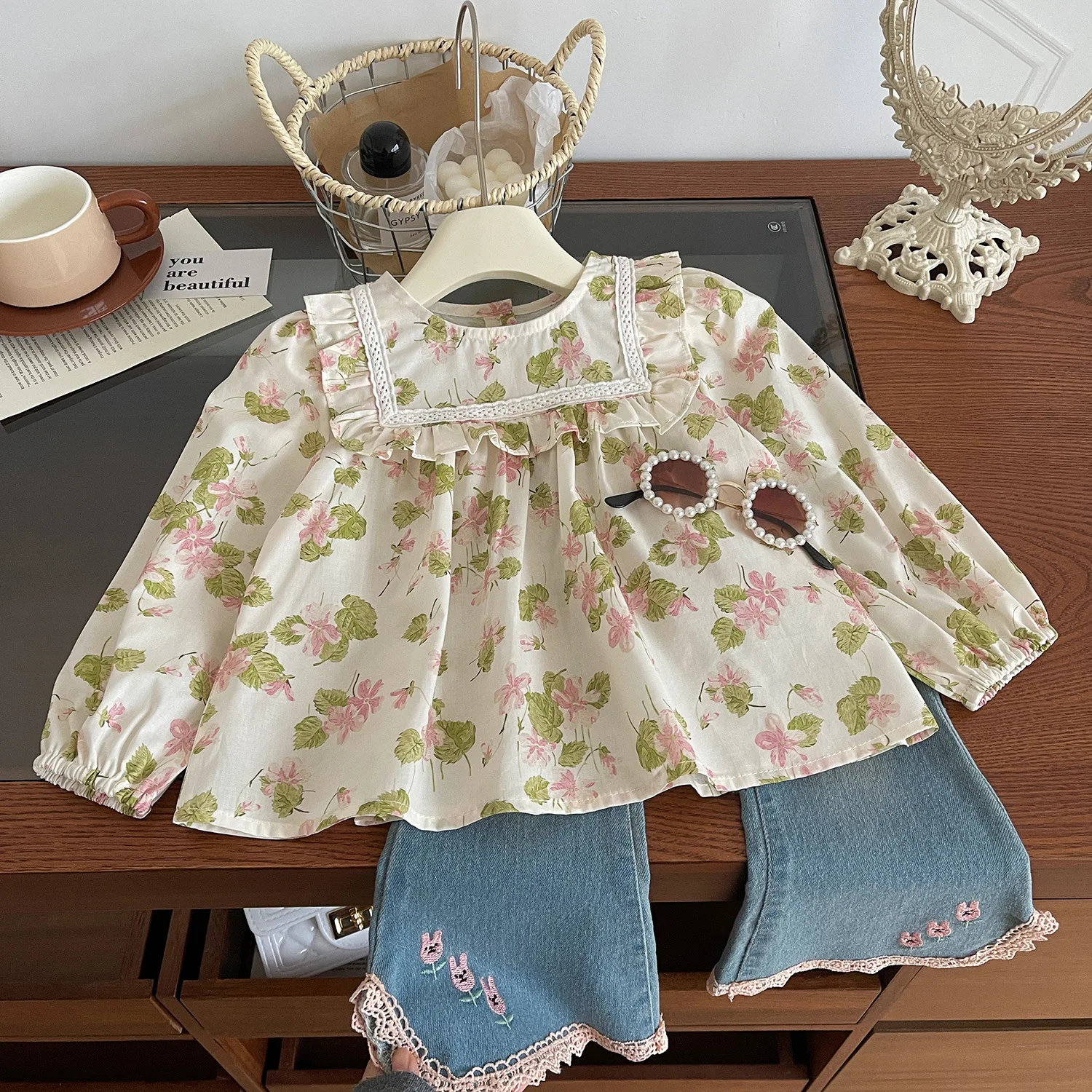 

Girls Blouse Children 2024 New Spring and Summer Top Clothes Simple Casual Style All-match Blouse Korean Sweet Style Kid