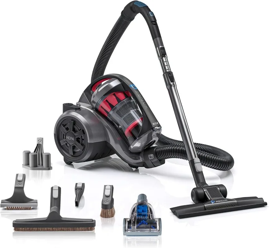 

Bagless Canister Vacuum, Lightweight with Dual HEPA Filtration,25 Foot Retractable Cord,Telescopic Wand,Versatile for Wood Floor