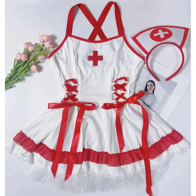 Uniforme de monja erótico, lencería Sexy, disfraz de bruja de pasión, vestido de Cosplay tentador, conjuntos de enfermera de sirvienta de fiesta Porno de Anime japonés