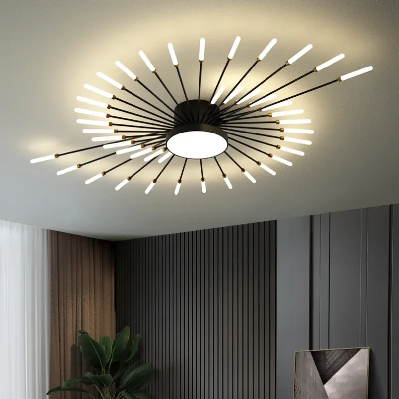 Newest Ceiling Lights LED Nordic Bedroom Living Room Fireworks Lights Ceiling Chandelier Black Indoor Lighting Kitchen 220V