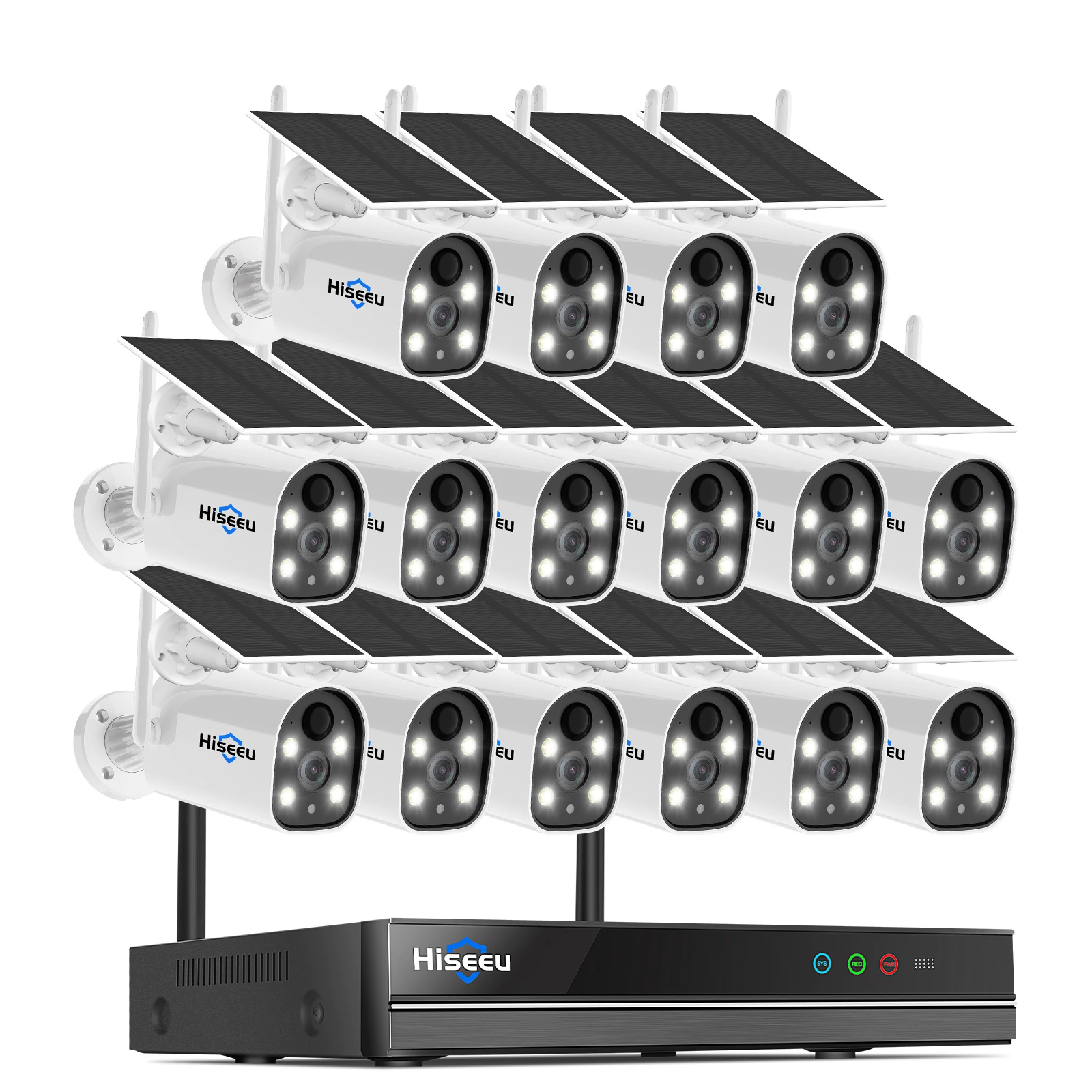 New Trend 4MP IP66 Bullet Outdoor Waterproof Solar Panel Wireless Cctv WiFi Security Camera System 16 Channels