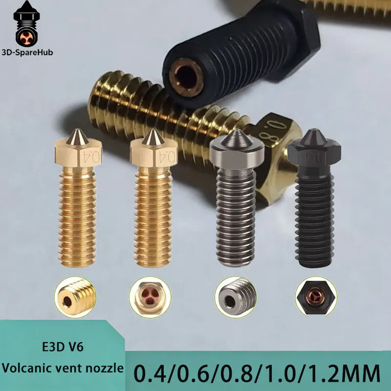 CHT Hochdurchsatz-Vulkan-Düse E3D Hotend Druckkopf aus gehärtetem Messingstahl, verschleißfest, hohe Härte für 1,75 mm Filament