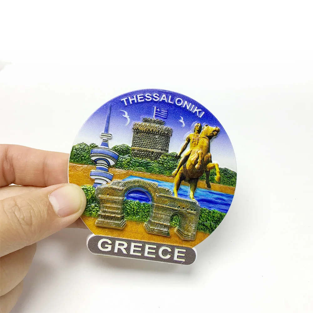 

3D Thessaloniki Greece Landmark Fridge Magnets - Cute Decorative Resin Magnets for Refrigerator & Kitchen Decor