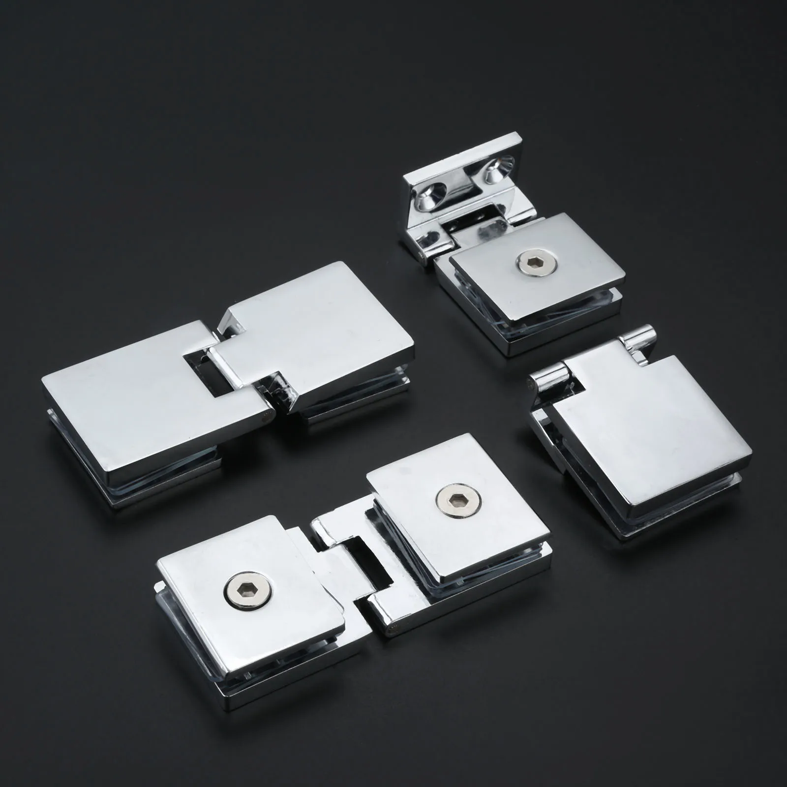 2pcs/1kit Glass Door Hinges Single/Double Side Alloy Bracket for 5-8mm Glass 0.19