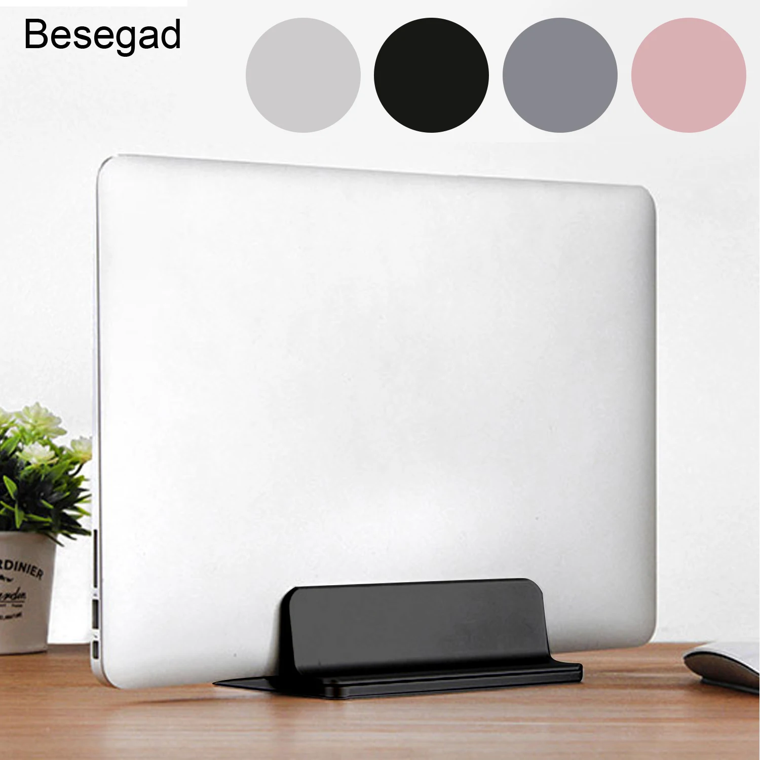 

Besegad Aluminium Adjustable Vertical Desktop Laptop Holder Stand Bracket for Apple MacBook Pro Mac Book Lenovo YOGA Notebook