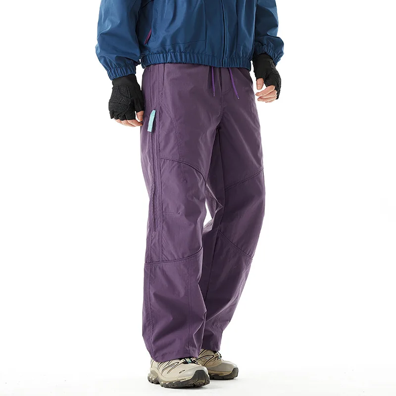 

KIDWHXR Spring Summer Man Cargo Pant Simple Solid Color Male Straight-leg Pant Lightweight Drawstring Outdoor Sport Men Trousers
