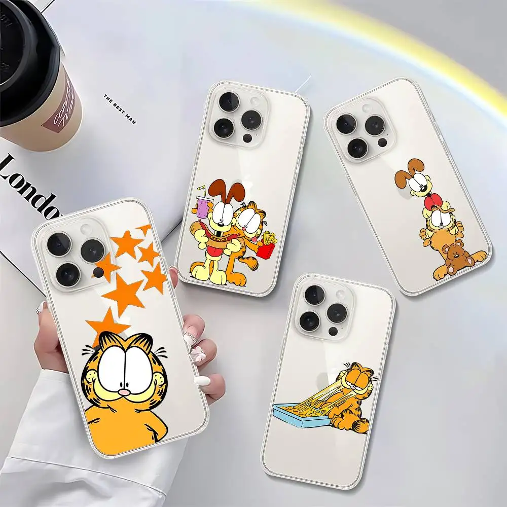 

Прозрачный чехол для телефона с мультяшным котом Гарфилдом для iPhone 17/16/15/11/13/14 Pro Max Plus/X/Xr/Xs Max/12mini Air