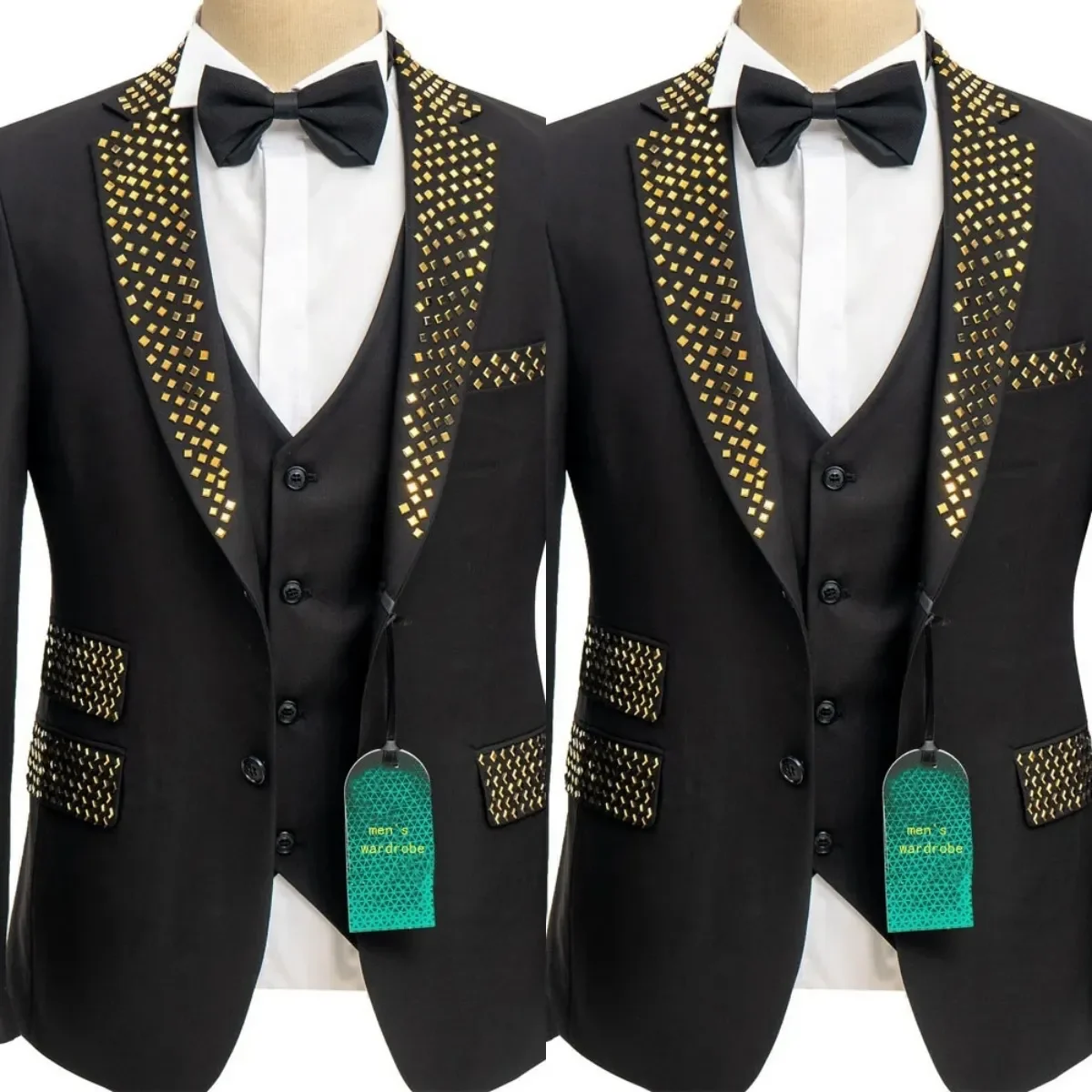 Luxury Man Tuxedos Gold Beaded 1 Piece Jacket Men Suit Classic Notched Lapel Single Breasted Evening Wedding Groom Customized