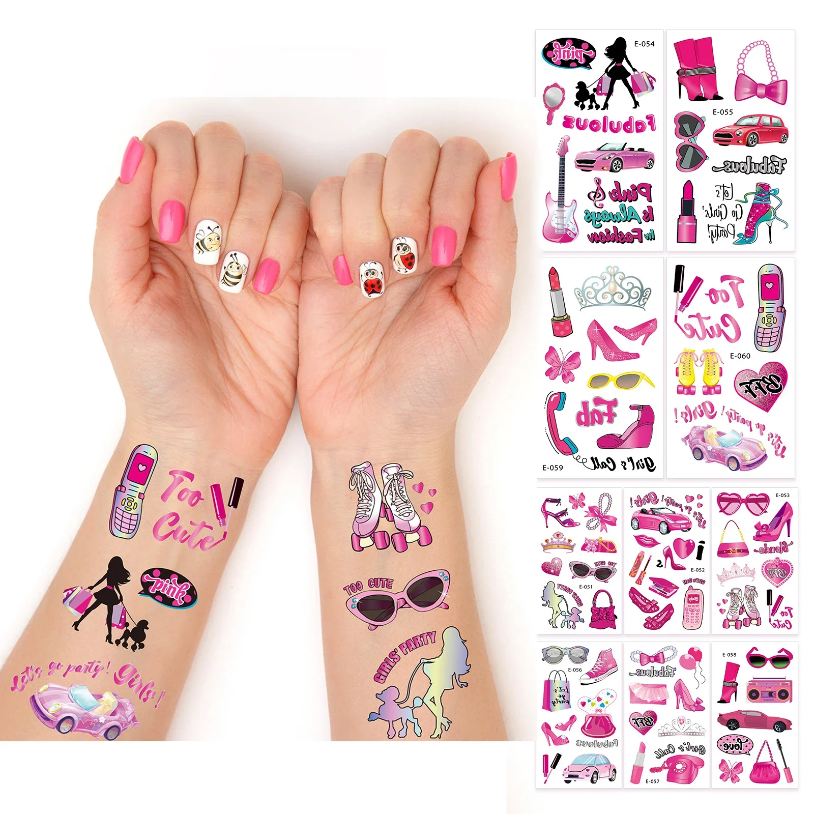 

Ballet Dancer Fairy Tale Princess Prince Mermaid Party Favor Pink Girl Birthday Party Temporary Tattoo Tattoos Sticker Decor