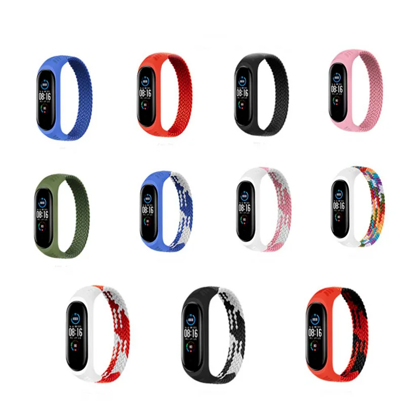 Arco-íris Braid Nylon Pulseira para Xiaomi, Pulseira Confortável, Mi Band 6, 5, 4, 3, Smartwatch, Moda
