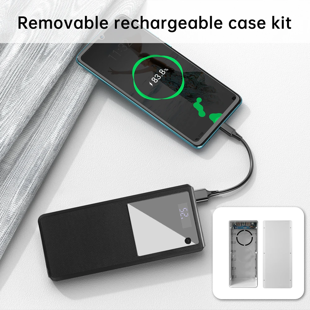 6 x 26650 DIY Power Bank for shell No Welding 22.5W Quick Charging Outside Cover for Case DIY Power Bank for shell Kit Access