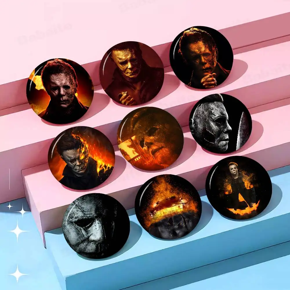 Halloween Kills Michael Myers Horror Floral Anime Brooches Cute Cartoon Badge Jacket Jeans Lapel Pin Gift Accessorie
