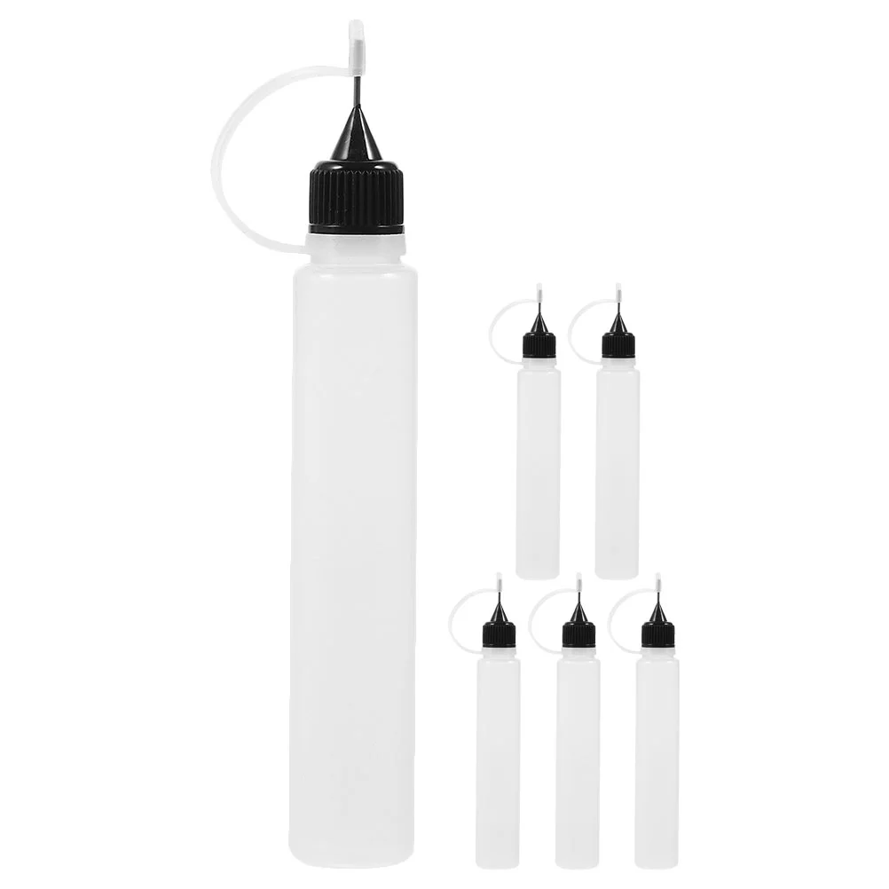 6 Pcs Paper Dispensing Bottle Condiment Squeeze Dropper Bottles Needle Tip for Liquids Glue Oiler Plastic Empty with