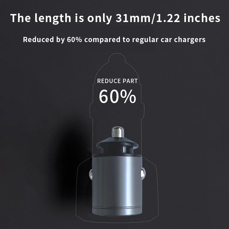 LOYEUANR Mini Car USB Charger Height 31mm Power 200W Hidden Installation Not Protruding  USB+PD for iPhone HUAWEI Mobile Phone