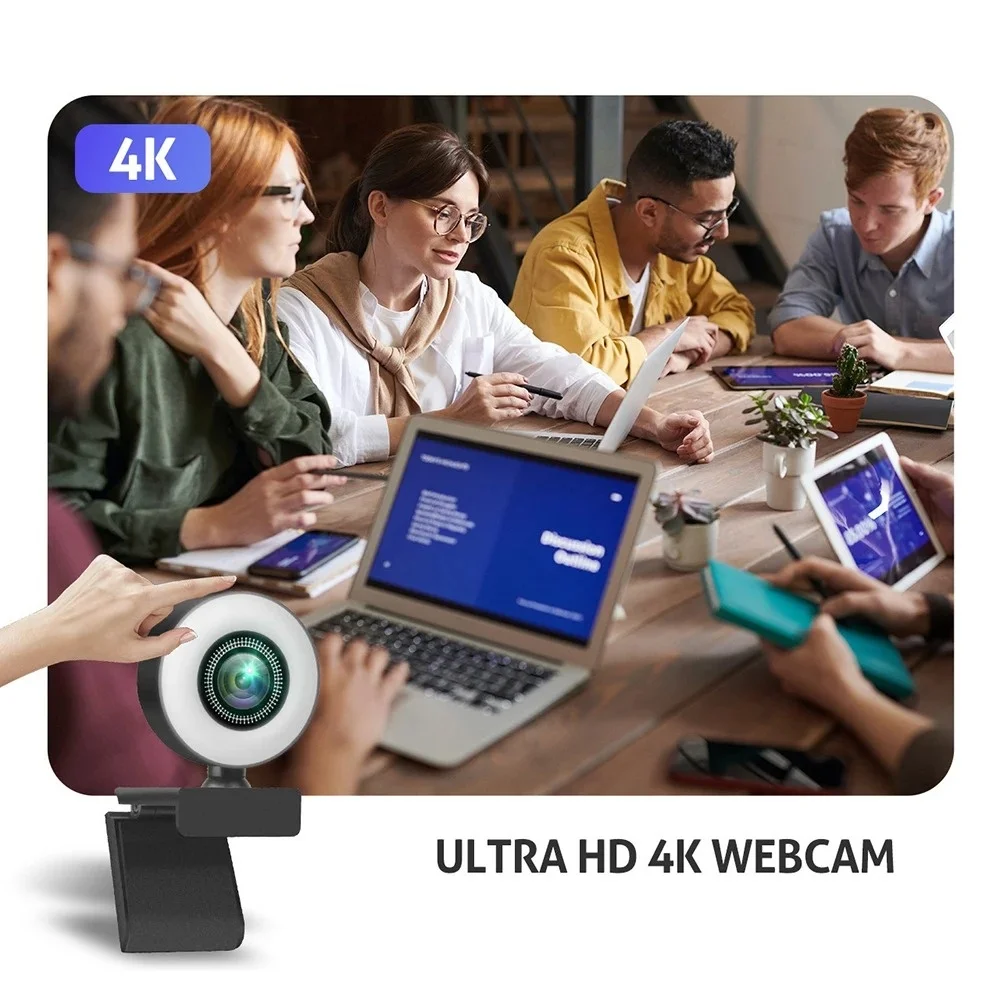 4K 2K 1080P Webcam Light Control Full HD 8MP Webcam PC Laptop Auto Focus Live Streaming Flexible with Microphone Live Broadcast