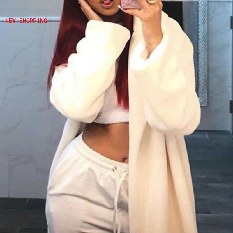 White Teddy Coats Faux Fur Jacket Elegant Long Shaggy Trench Women Furry Jackets Fluffy Artificial Fur Coat 2023 Winter Homewear