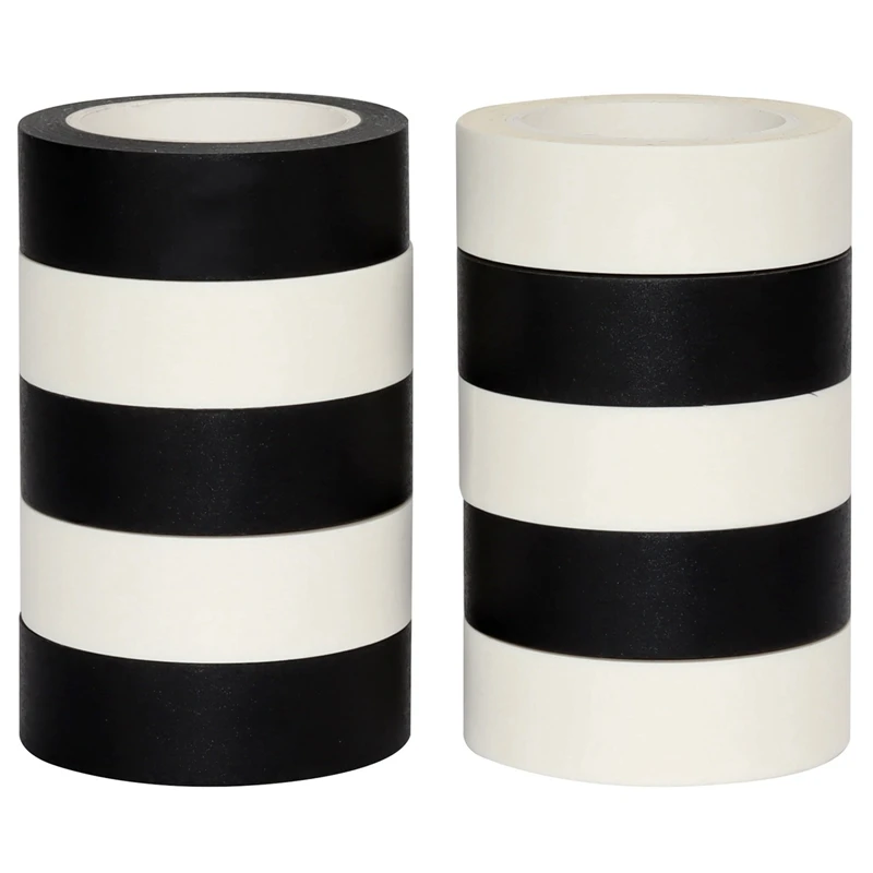 

Creative DIY Basic Solid Color Black And White Paper Tape Foreign Trade Supply And Paper Tape Box Set Hand Account Tape