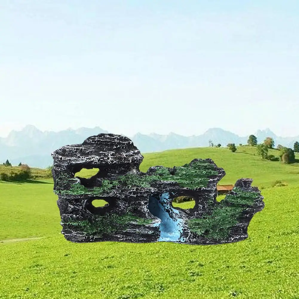 Useful Artificial Mountain Long-lasting High Simulation Safe Rockery Fish Tank Ornament  Rockery Ornament Fish Hiding