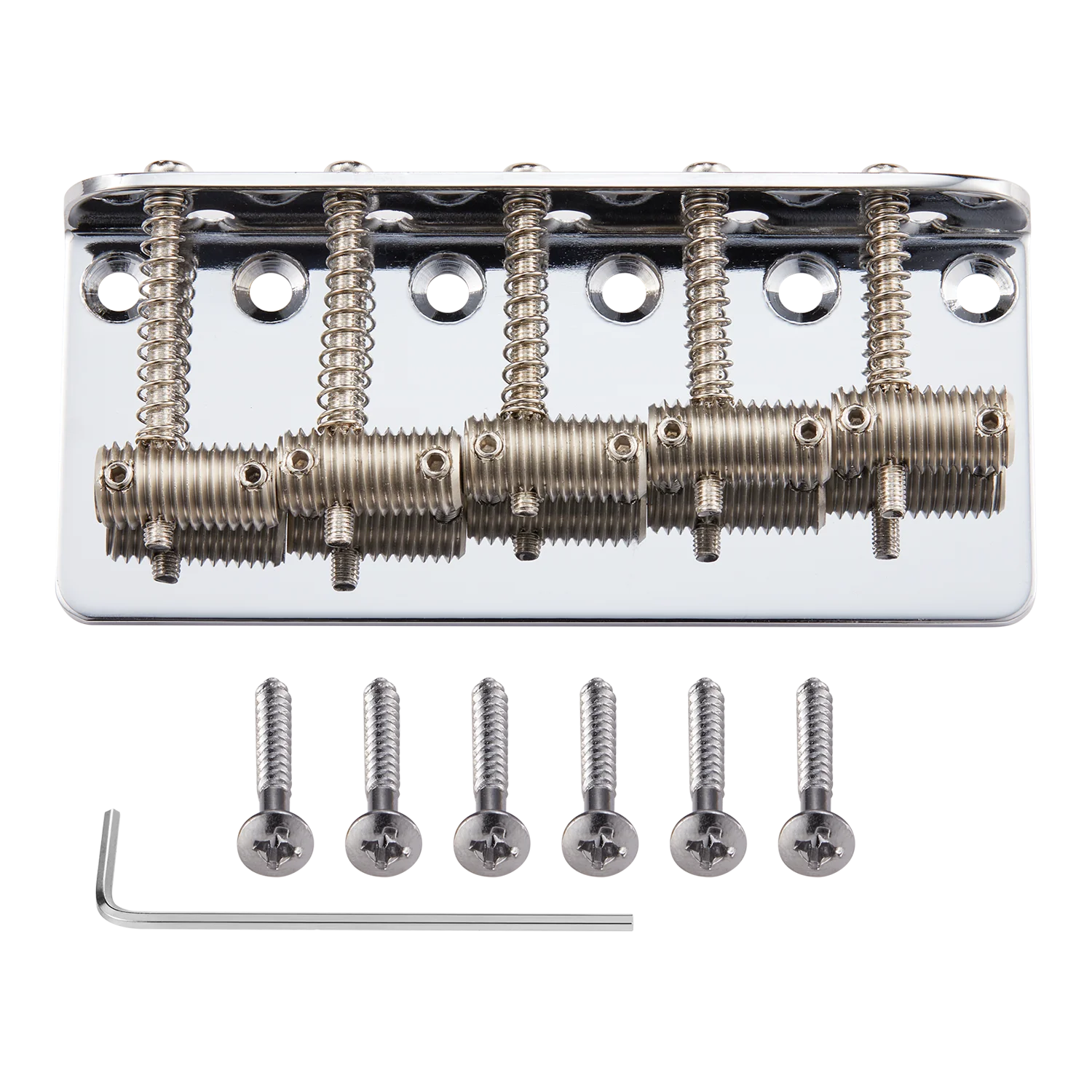 Dopro Vintage-style 5 Sting Bass Bridge with Threaded Saddles for Fender 5 String Jazz J Bass/Precision P Bass Chrome/Black/Gold