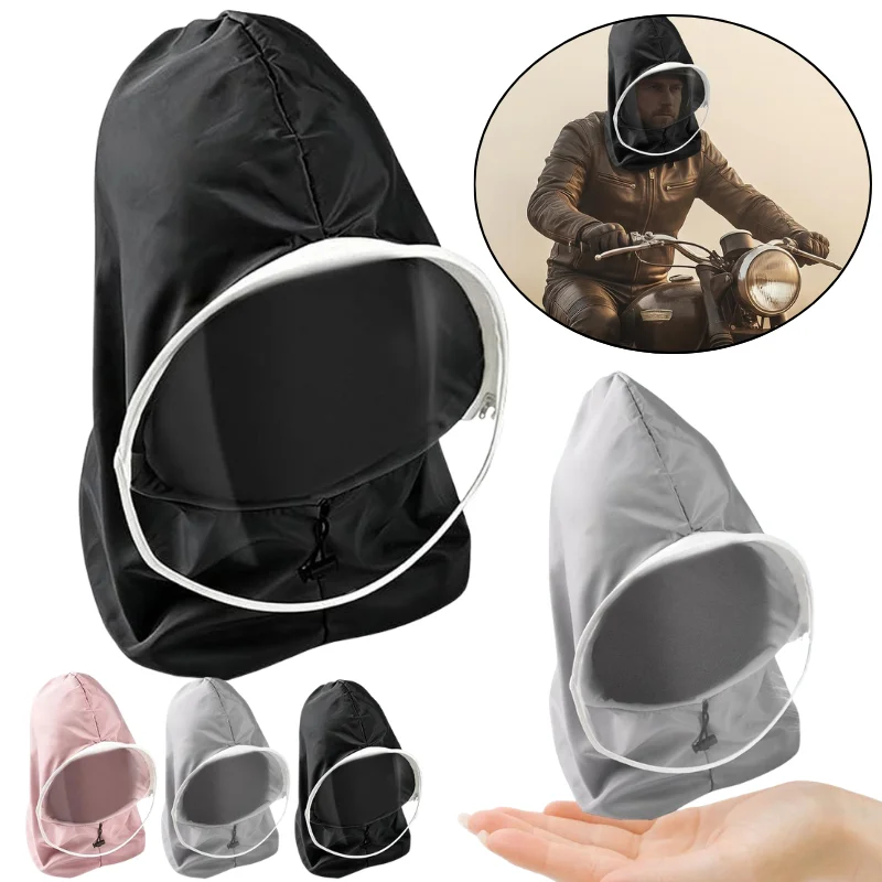 

Universal Motorcycle Helmet Rain Cover Waterproof Dustproof Protector with Transparent Face Shield for Bike and Scooter