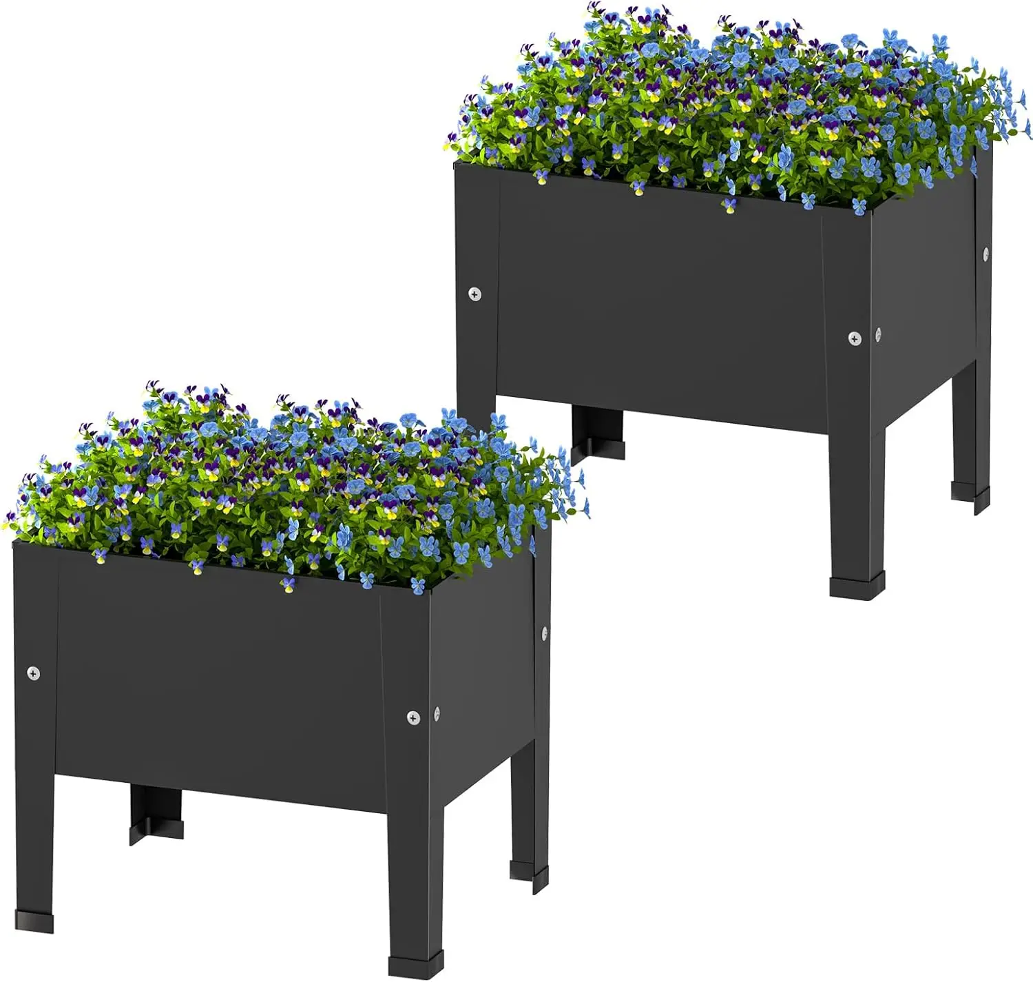 

2 Packs 14 Inch Small Planter Raised Garden Bed with Legs,Outdoor Metal Planter Box for Patio,Elevated Garden Bed for Vegetables