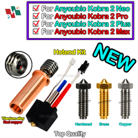 For Anycubic Kobra 2 Hotend 24V 60W Throat Hotend kit hermistor Bimetal Heatbreak Pro/Neo/Plus/Max High Flow Copper Brass Hard