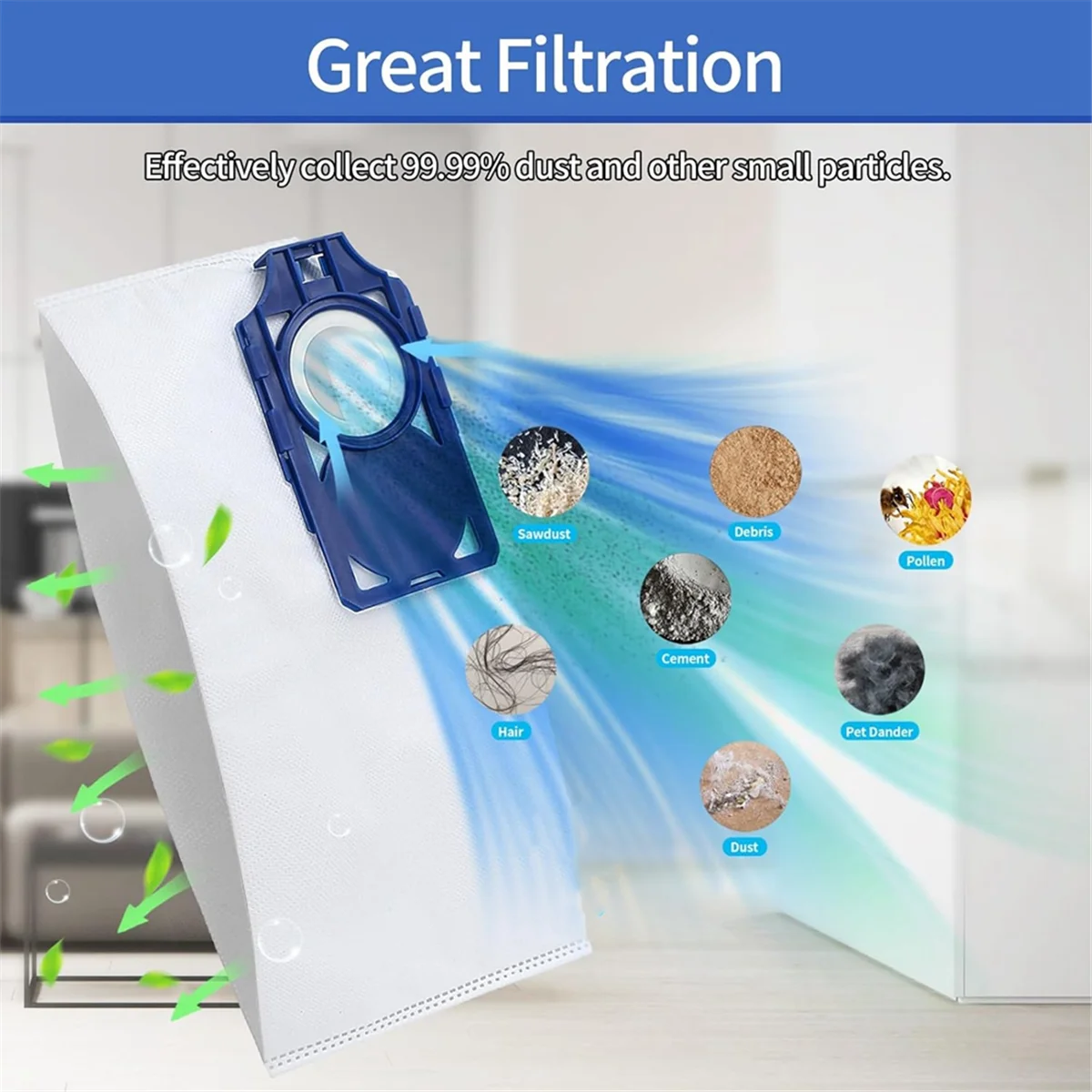 10 pacotes de sacos de vácuo de substituição para aspiradores verticais r30d r30p r30pet e s30d s30p s30pet, peças RNHC-6 e SNH-6