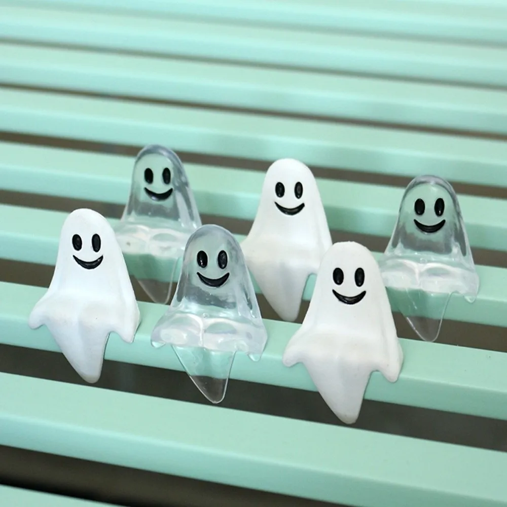 20pcs Sitting Pose Smiling Ghost Decoration Cute Mini Joy Garden Ghost Ornament Transparent Creative