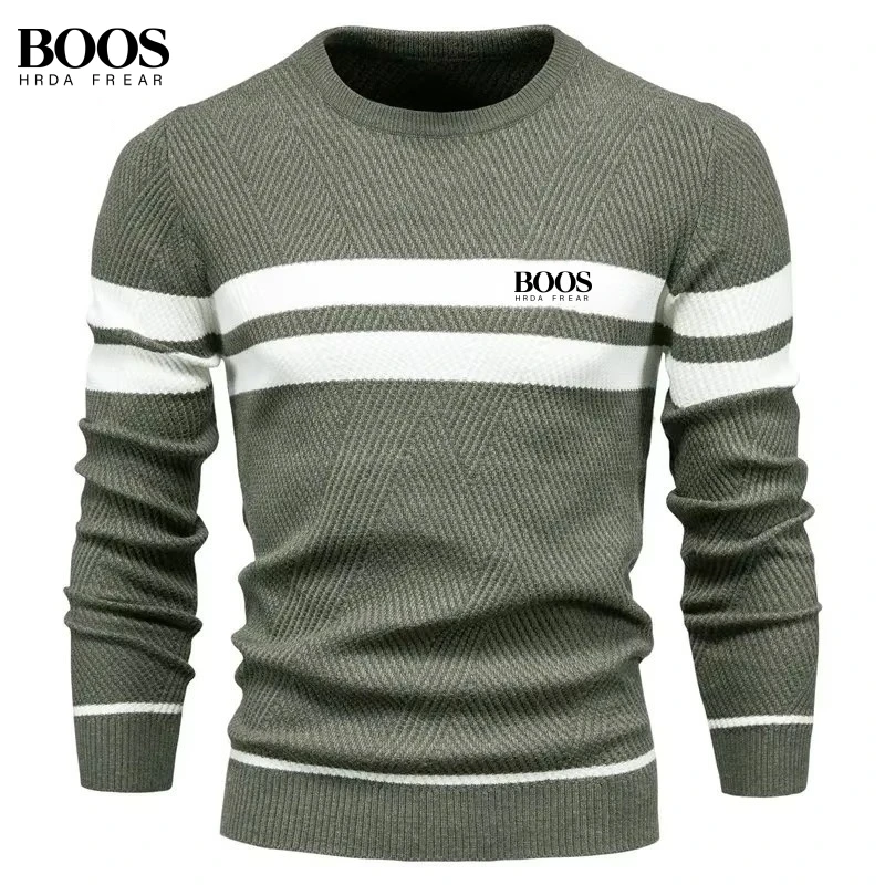 

Spring and Autumn Men's High Quality Knitted Sweater New Fashionable, Casual, Warm and Versatile T-shirt Top